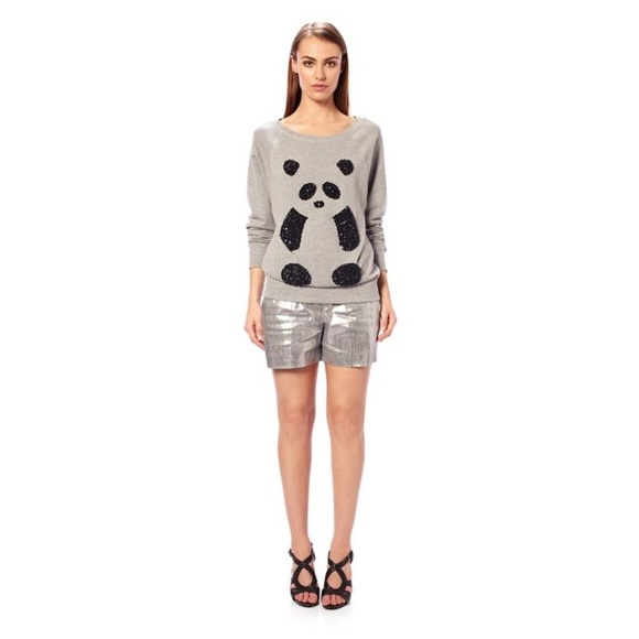 French Connection Tops - 098 FRENCH CONNECTION Gray Panda Bear Hsing Hsing Jumper Pullover S